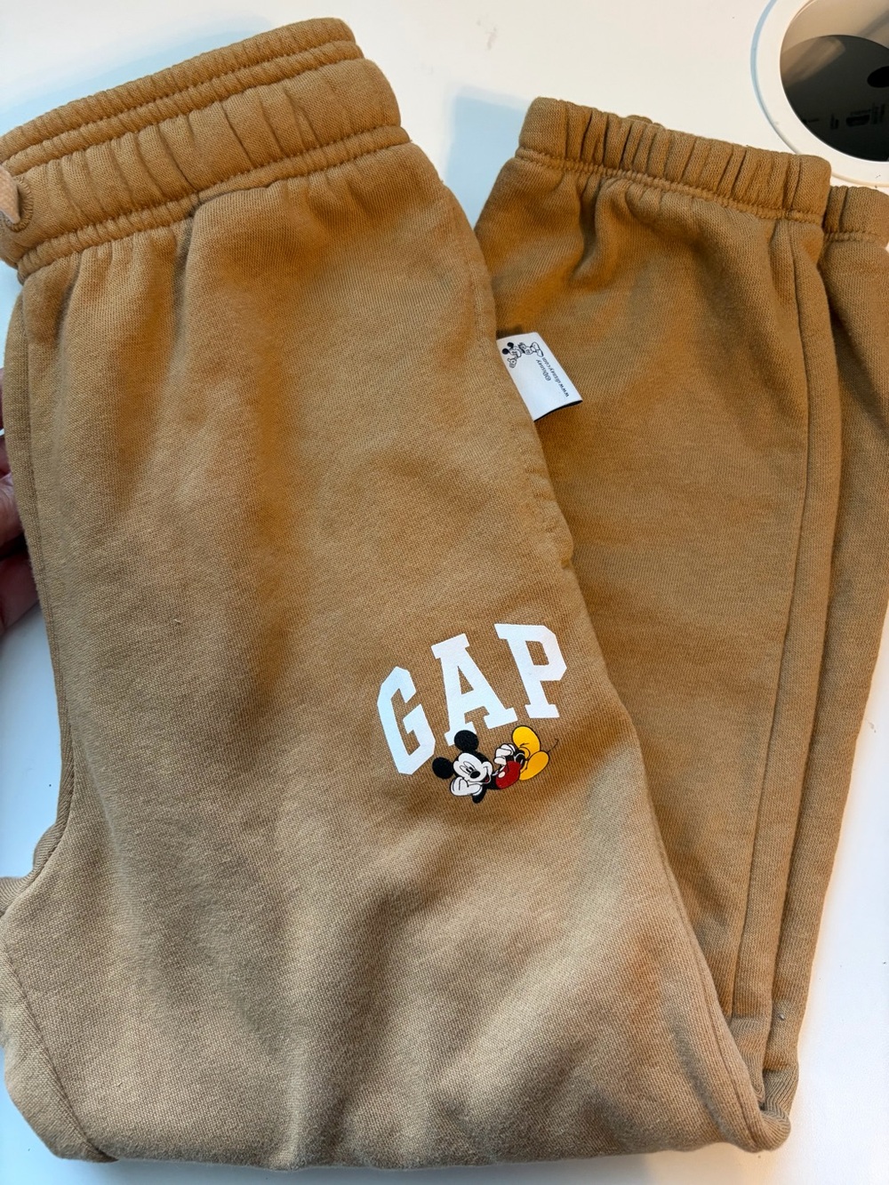 GAP Kids Tan Sweatpants with Mickey Graphic